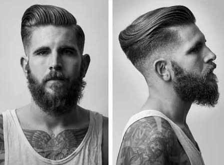 Fade Modern Men Hair Cuts Slicked Back Look