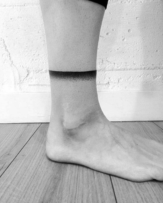 Faded Black Band Dotwork Ankle Band Mens Tattoo Ideas