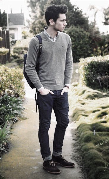 Fall Outfits Outfits For Men Grey Sweater With Jeans