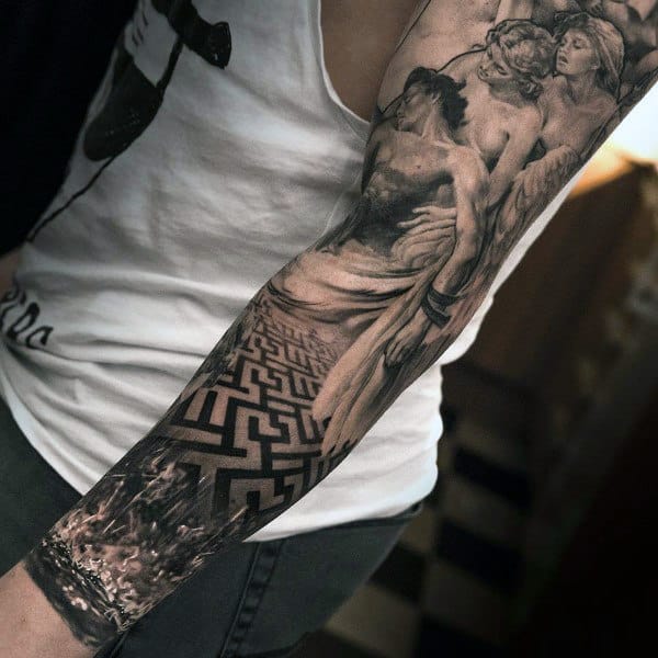 Fallen Icarus Amazing Mens 3d Full Sleeve Realistic Tattoos