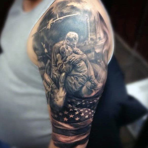 Fallen Soldier Men Sleeve Tattoo United States Air Force