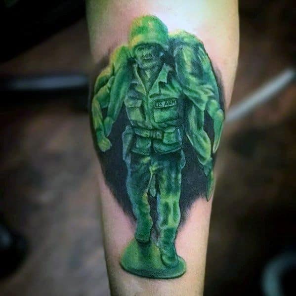 Fallen Toy Solider Inner Forearm Cover Up Tattoos For Men