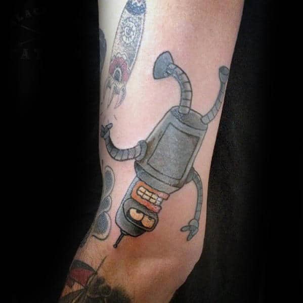 Falling Bender With Beard Guys Tricep Tattoos