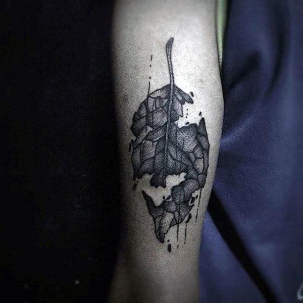 Falling Leaves Tattoo For Men On Forearm