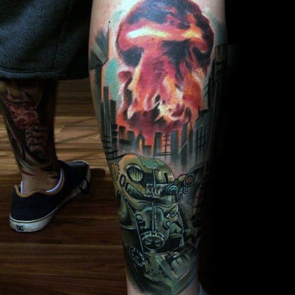Fallout Tattoo Design Ideas For Males Leg Sleeve