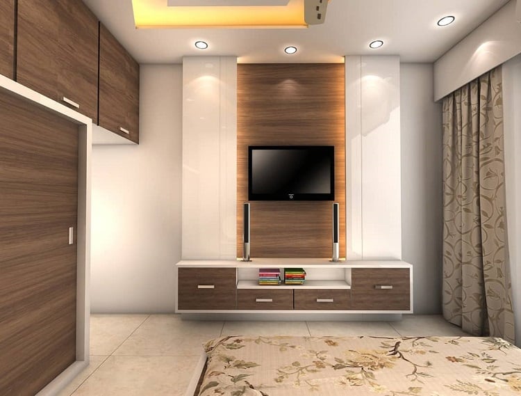 false ceiling bedroom brown entertainment center