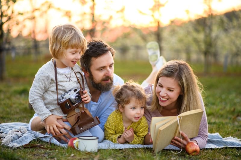 family reading each other