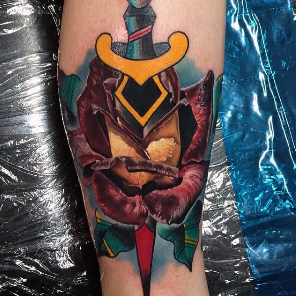 Fantastic Dagger Tattoo Male Forearms