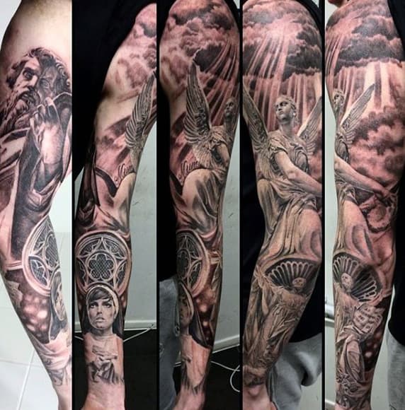 Fantastic Religious Blessing Tattoo Male Sleeves