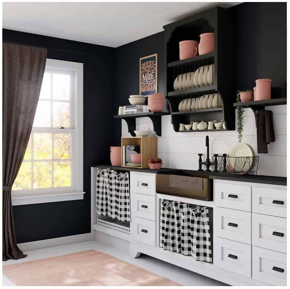 farmhouse checkered kitchen curtain ideas annemarie_decor