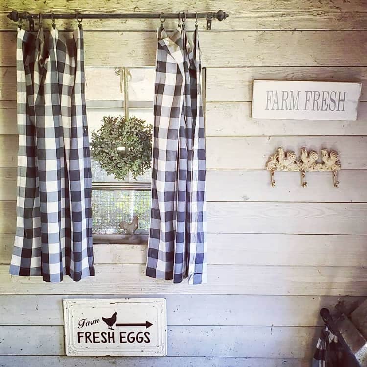 plaid farmhouse kitchen curtains 