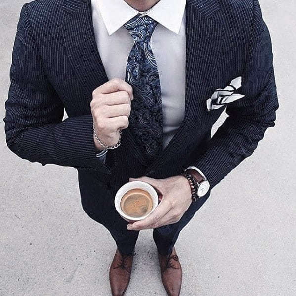 Fashioanble Guys Navy Blue Suit Brown Shoes Business Professional Style Ideas