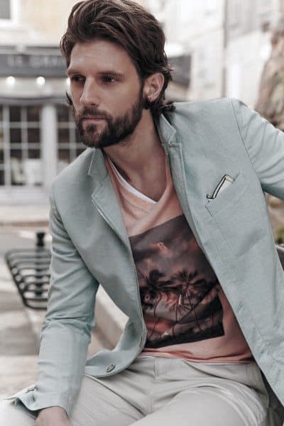 Fashion Mens Summer Outfits With Graphic T Shirt And Blazer