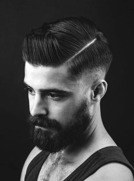 Fashionable Hard Part Hairstyle Men