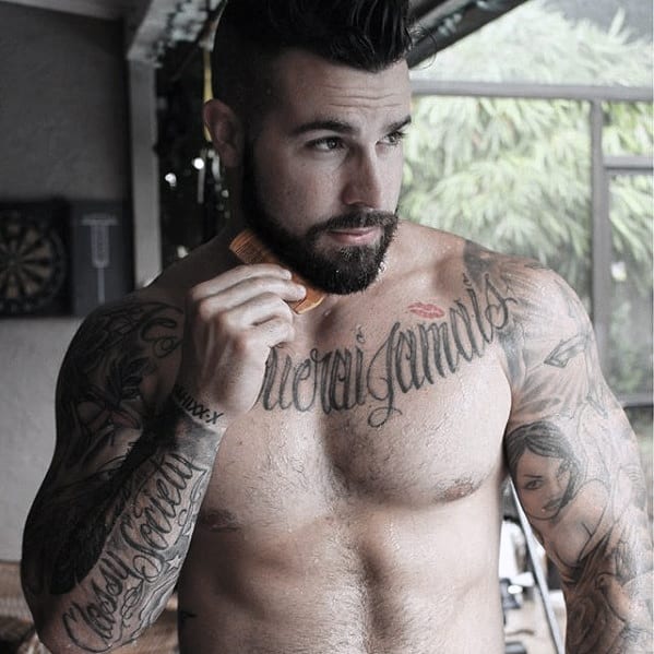 Shirtless Man with Short Beard