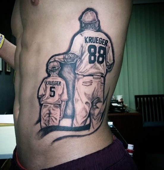 Father And Son Tattoos Designs For Guys On Ribs