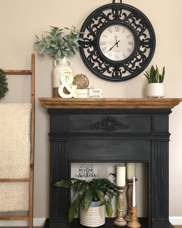 faux fireplace mantel decor