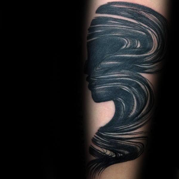 Female Portrait Brush Stroke Male Arm Tattoos