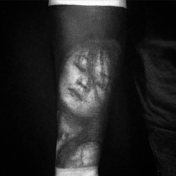 Female Portrait Pointillism Sleeve Tattoos For Guys
