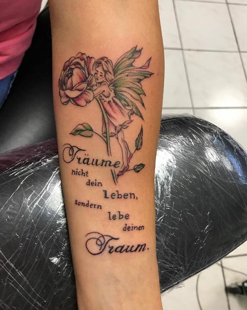 Feminine Rose Sculpted Fairy Tattoo