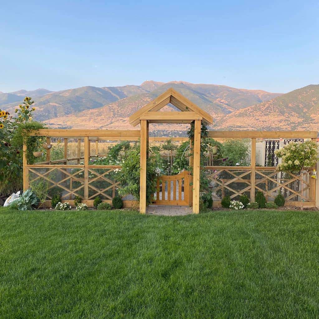 wood fence and gate garden trellis