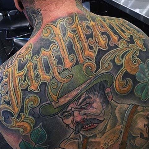 Fighting Irish Mens Full Back Tattoos