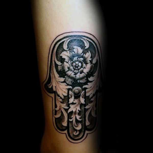 Filigree Hamsa Mens Forearm Tattoos