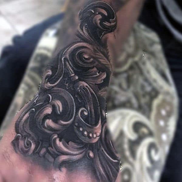 Filigree Mens 3d Foot Tattoos