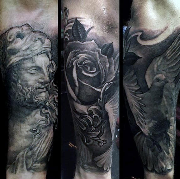 Filigreerose Flower Mens Sleeve Tattoo On Forearm