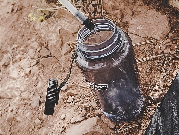 Filling Nalgene Water Bottle With Katadyn Gravity Befree Water Filtration System
