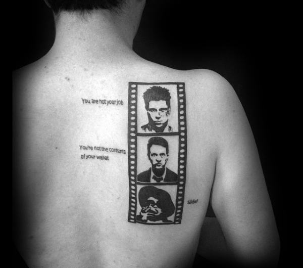 Film Strip Fight Club Mens Back Tattoos