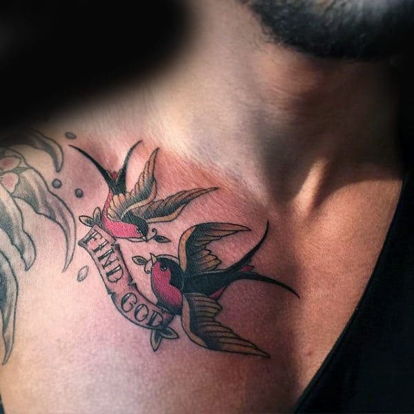 Find God Sparrows Collar Bone Male Tattoos