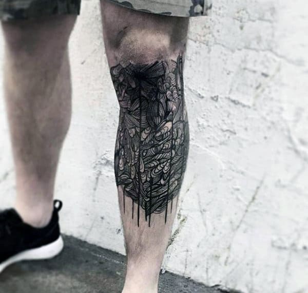 Fine Line Tattoo Designs For Men On Leg Half Sleeve