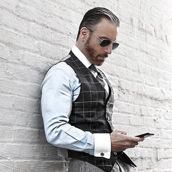 Fine Male Fashion Trendy Outfits Style Ideas Plaid Vest With Light Blue Dress Shirt