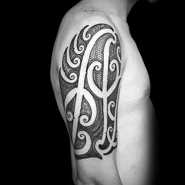 Finely Detailed Guys Half Sleeve Tribal Tattoo Ideas