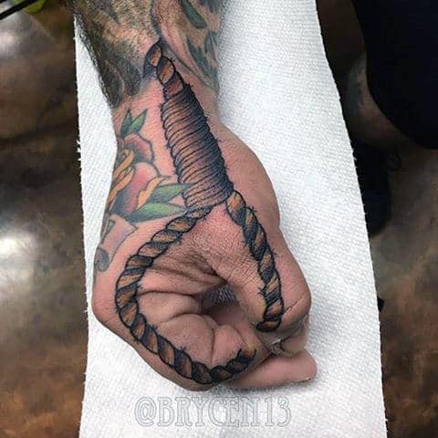 Finger And Hand Noose Mens Tattoo