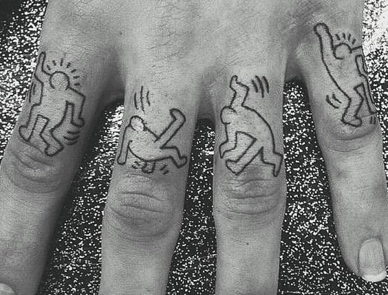 Finger Dancing People Pop Art Tattoos For Guys