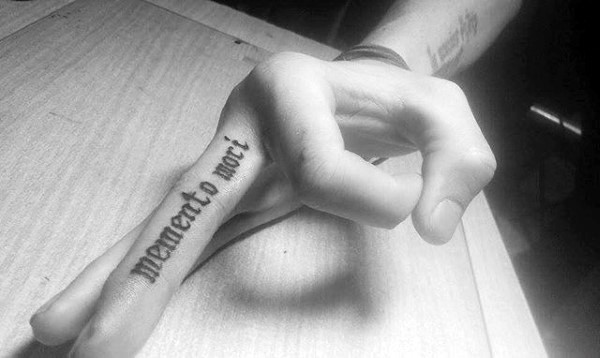 Finger Memento Mori Tattoo On Male