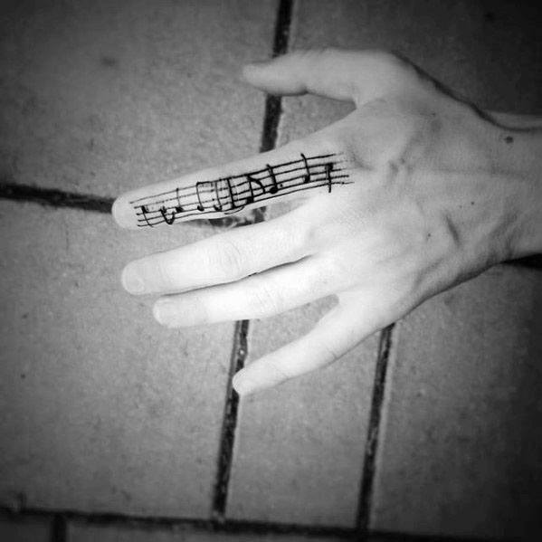 Finger Music Staff Guys Tattoo Ideas