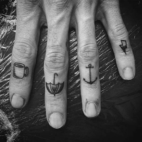 Finger Umbrella Tattoo Ideas For Males