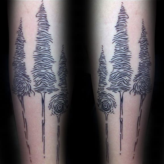Fingerprint Tree Mens Arm Tattoos