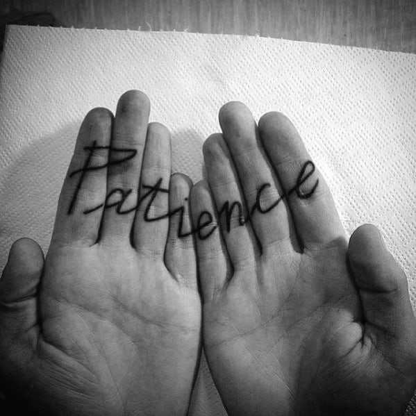 Fingers Inside Hands Mens Patience Tattoo Design