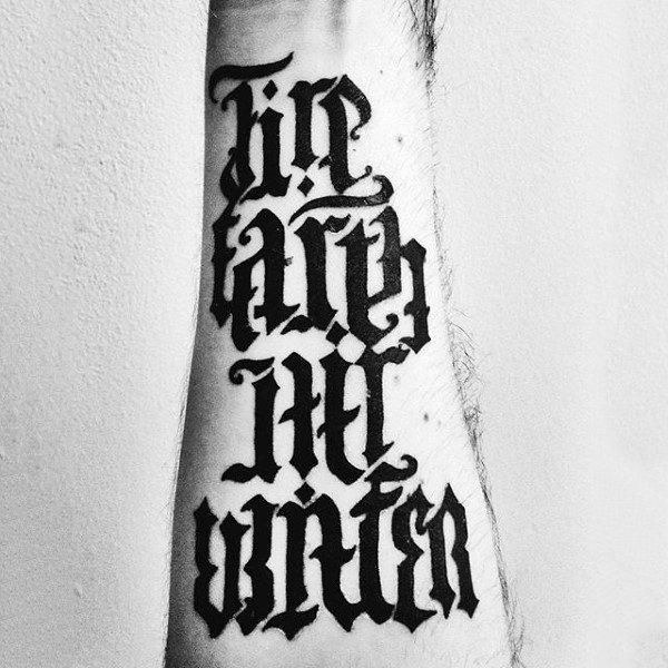 Fire Earther Water Air Ambigram Mens Tattoos On Wrist