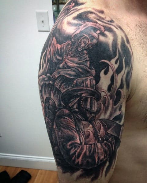 Firefighter EMT Tattoos For Men On Arm