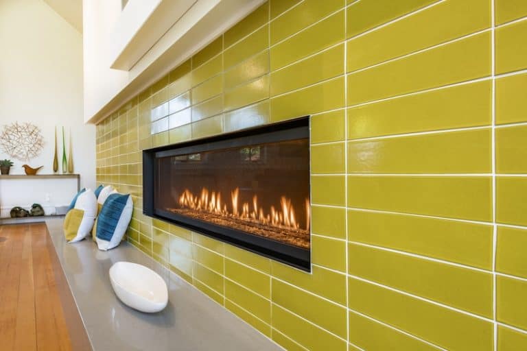 green fireplace tiles