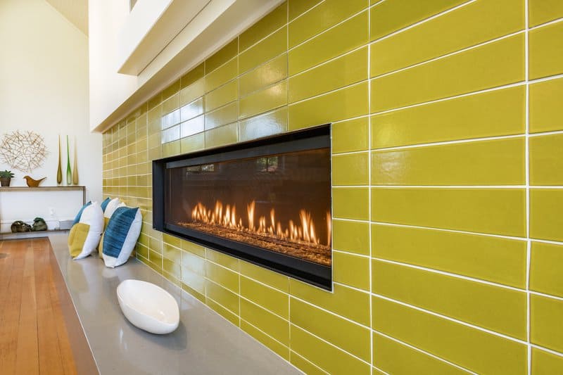 green fireplace tiles