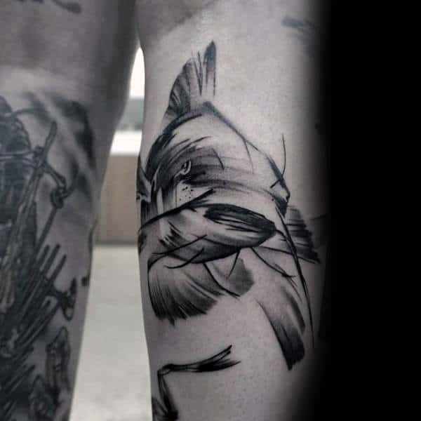 Fish Brush Stroke Male Watercolor Tattoos