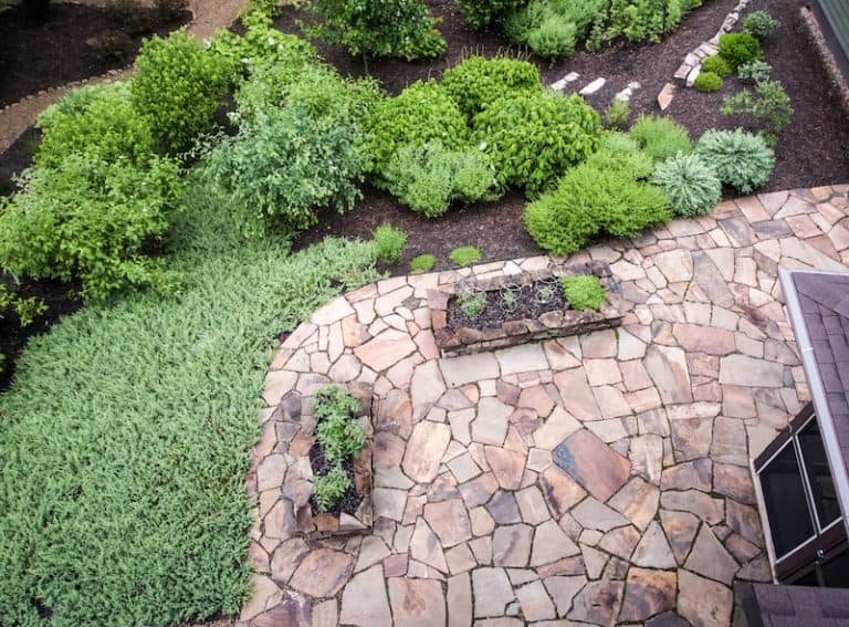 flagstone patio backyard