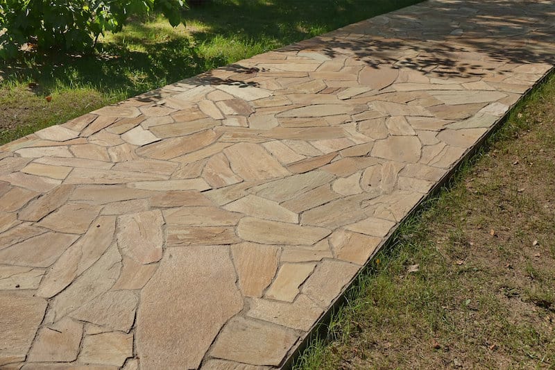 flagstone walkway backyard