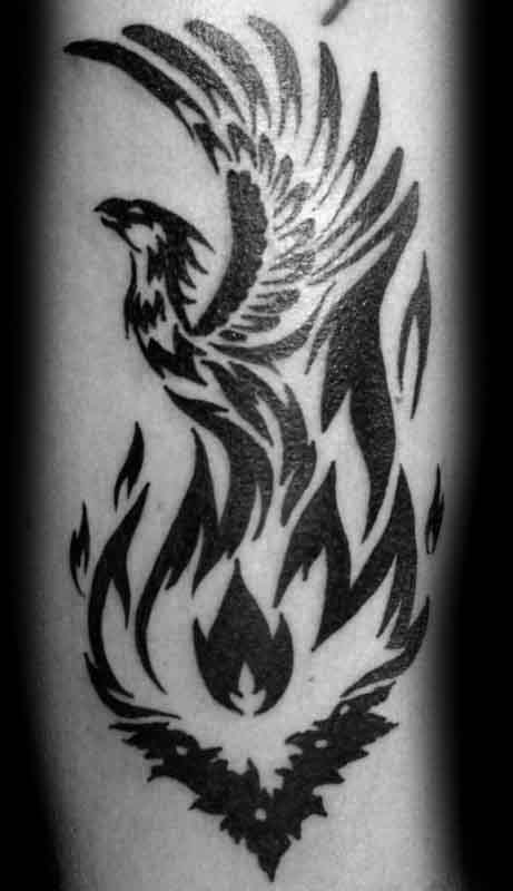 Flame Phoenix Mens Tribal Arm Tattoos